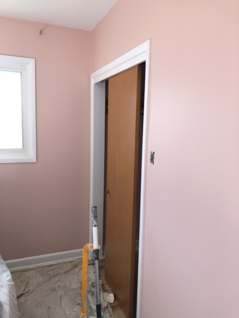 A freshly painted room in the colour pink